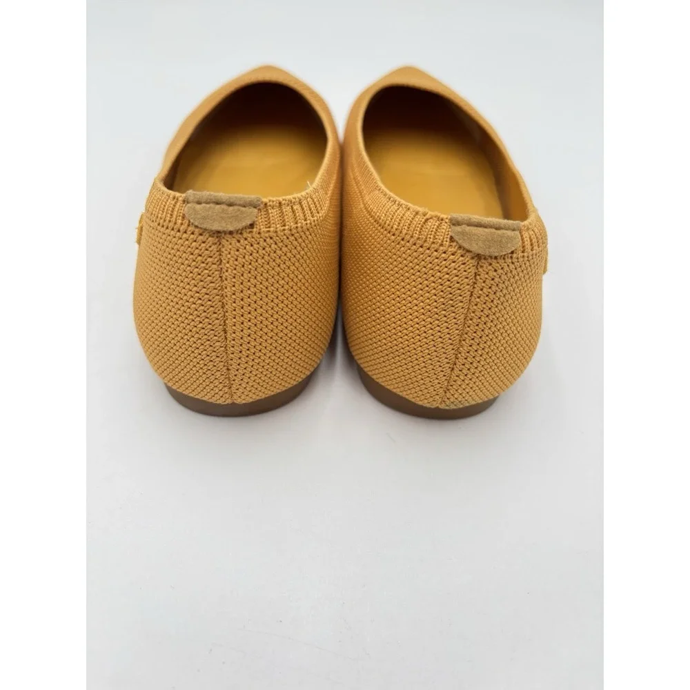 VIVAIA Women 38.5 Mustard Yellow Knit Pointed Toe Ballet Flats NWOT